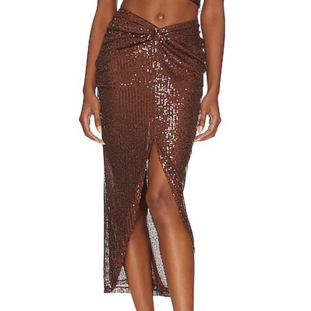 NEW with tags Saylor Iryna Sequin Brown Midi Skirt
